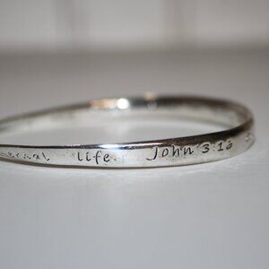 Silver bangle bracelet of John 3:16